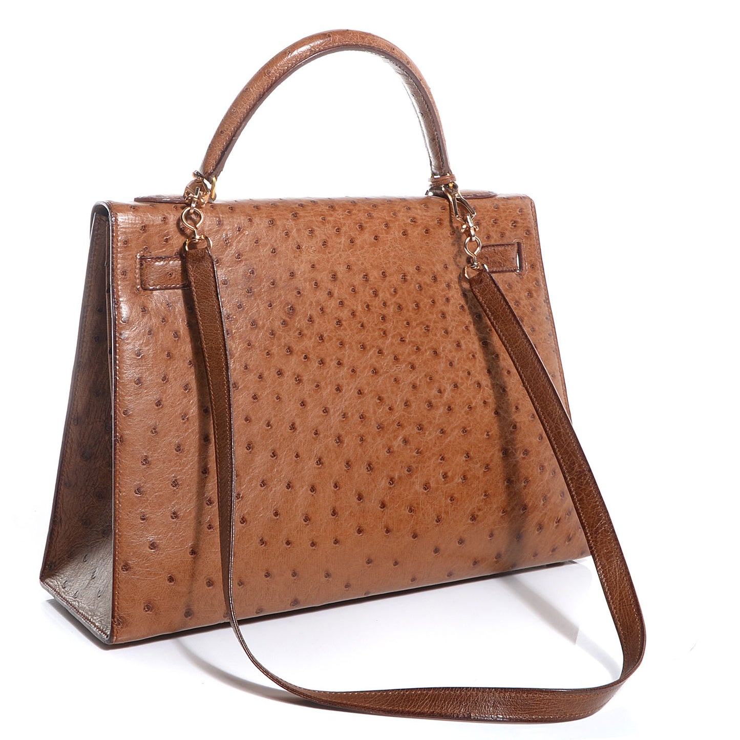 Ostrich Kelly Sellier 32 Gold