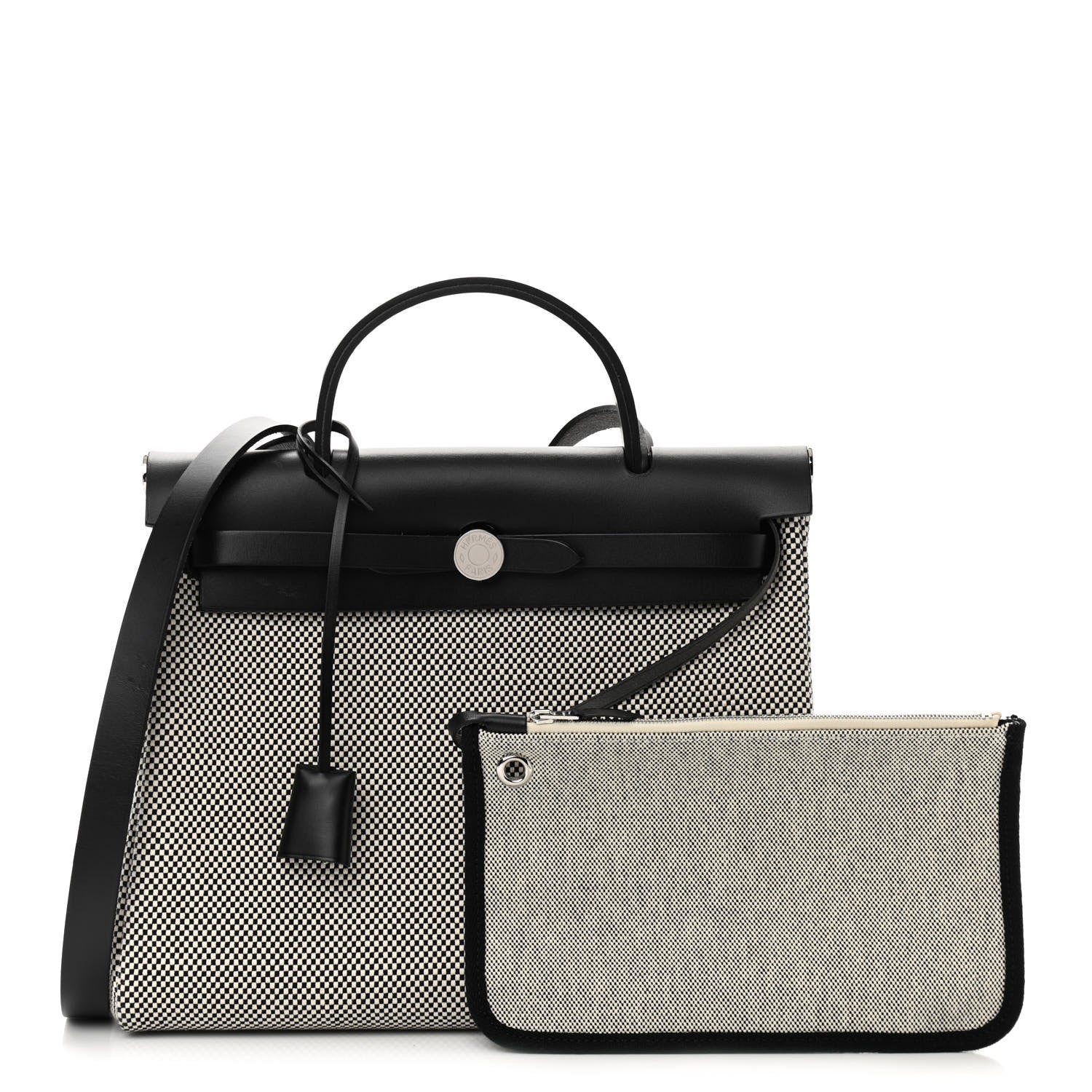 Hermes Vache Hunter Criss Viking Herbag Zip Retourne 31 PM Ecru Black 1 of 13