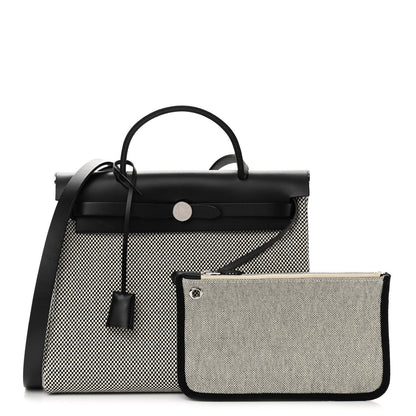 Hermes Vache Hunter Criss Viking Herbag Zip Retourne 31 PM Ecru Black 1 of 13