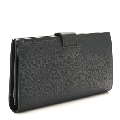 Prada Saffiano Triangle Large Wallet Black 3 of 8