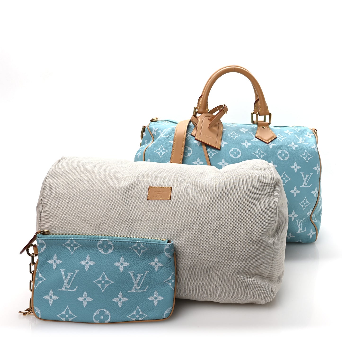 Calfskin Monogram Speedy P9 Bandouliere 40 Turquoise