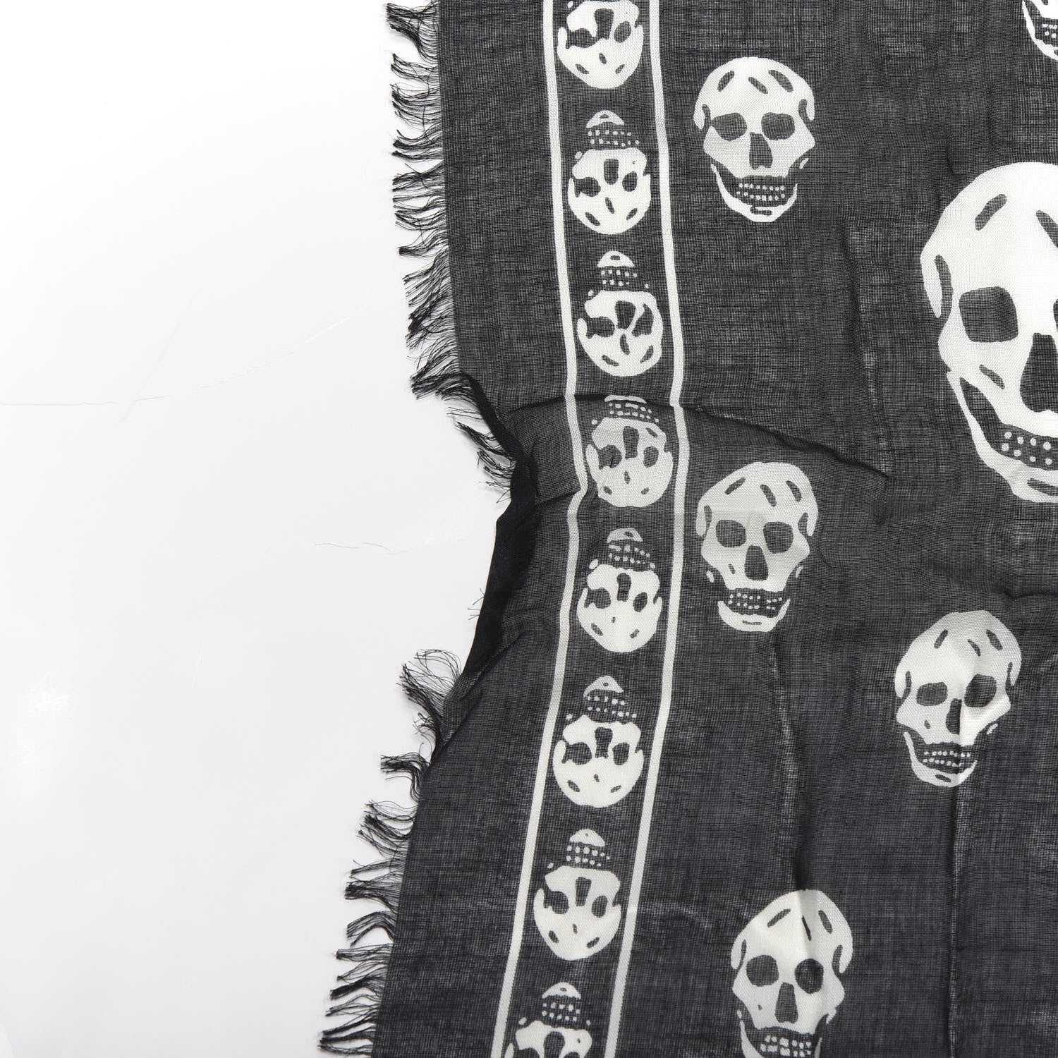 Alexander McQueen Silk Chiffon Skull Scarf Black White 4 of 4
