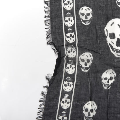 Alexander McQueen Silk Chiffon Skull Scarf Black White 4 of 4
