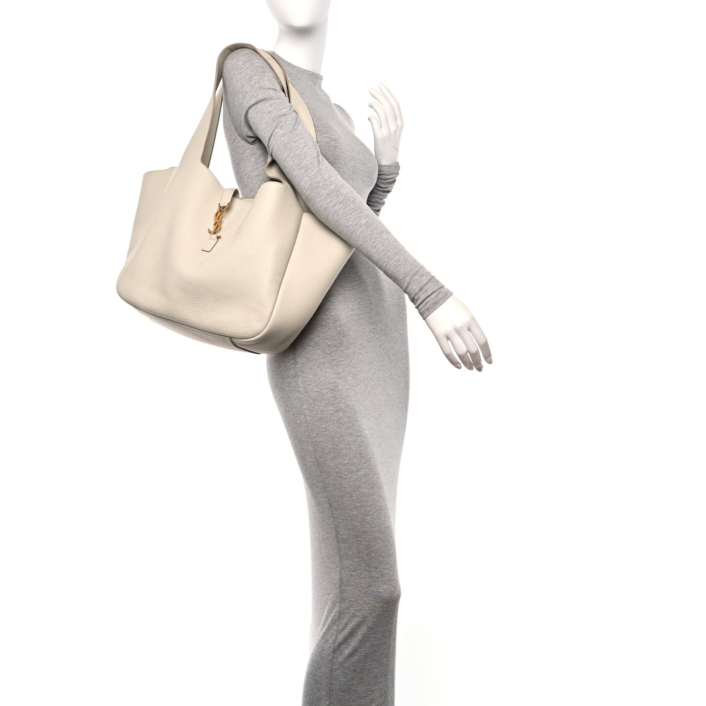 Grained Deerskin Bea Tote Blanc Vintage