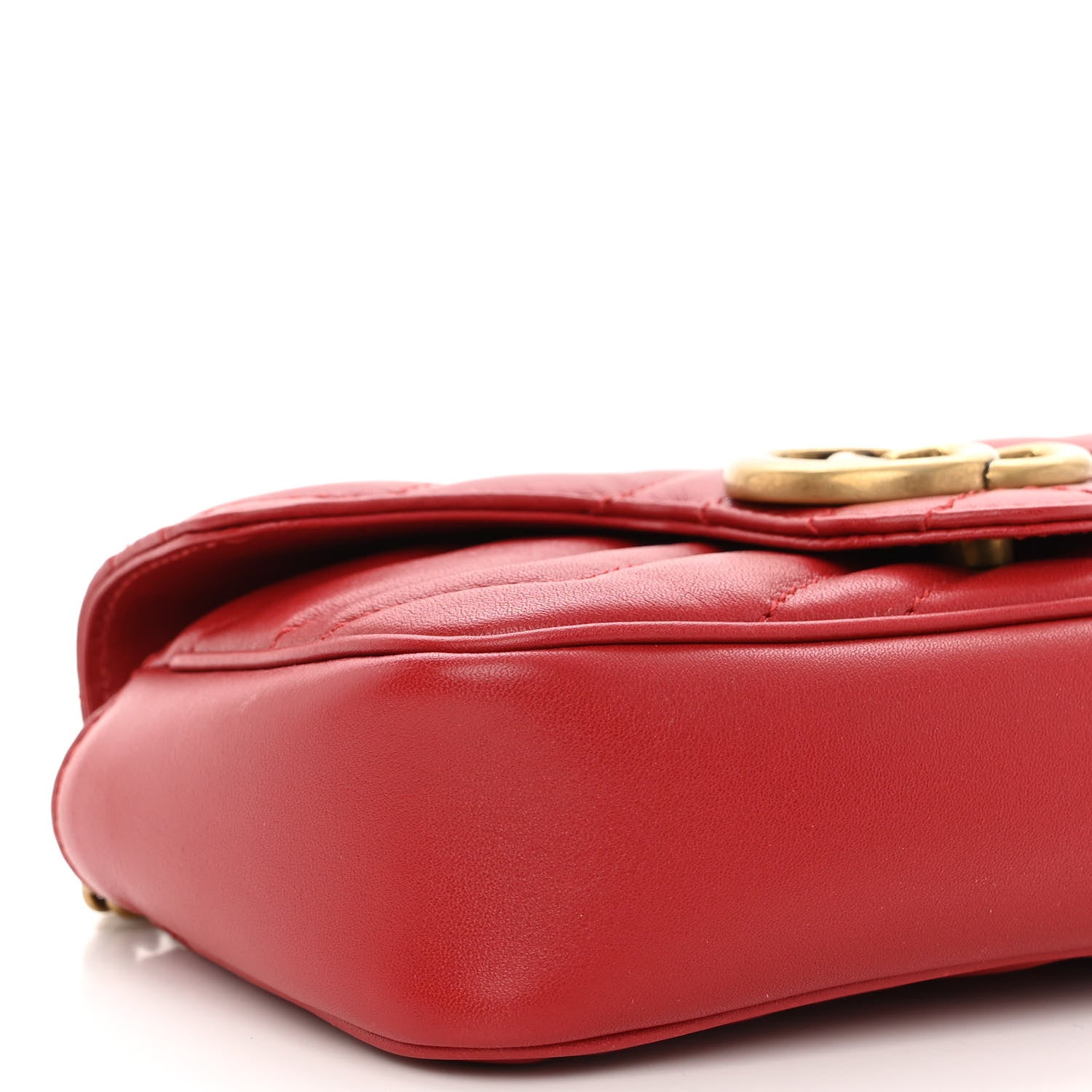 Gucci Calfskin Matelasse Super Mini GG Marmont Shoulder Bag Hibiscus Red 10 of 11
