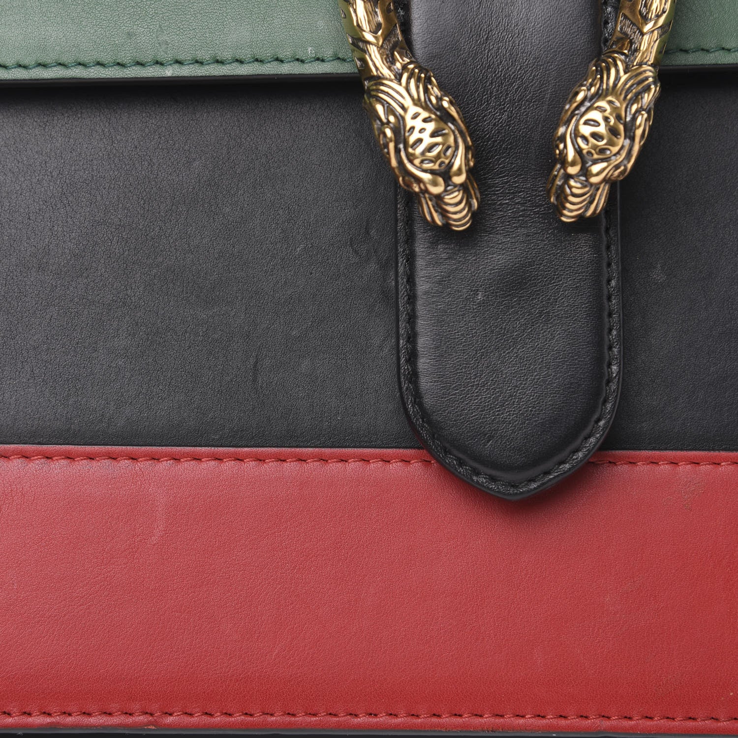 Gucci Calfskin Bamboo Web Large Dionysus Top Handle Bag Black Bright Evergreen Hibiscus Red 12 of 17