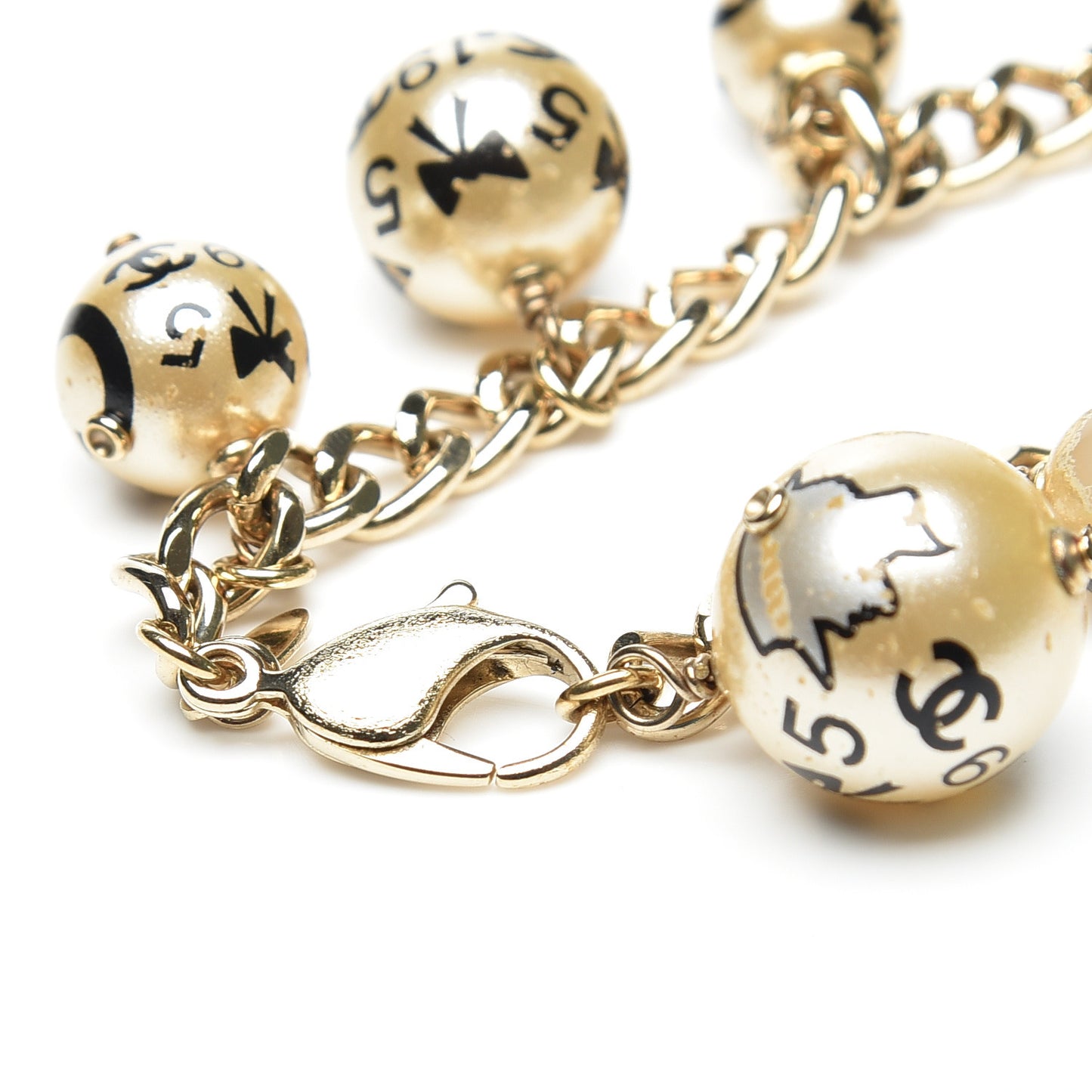 Painted Pearl CC Coco Bracelet Black Gold