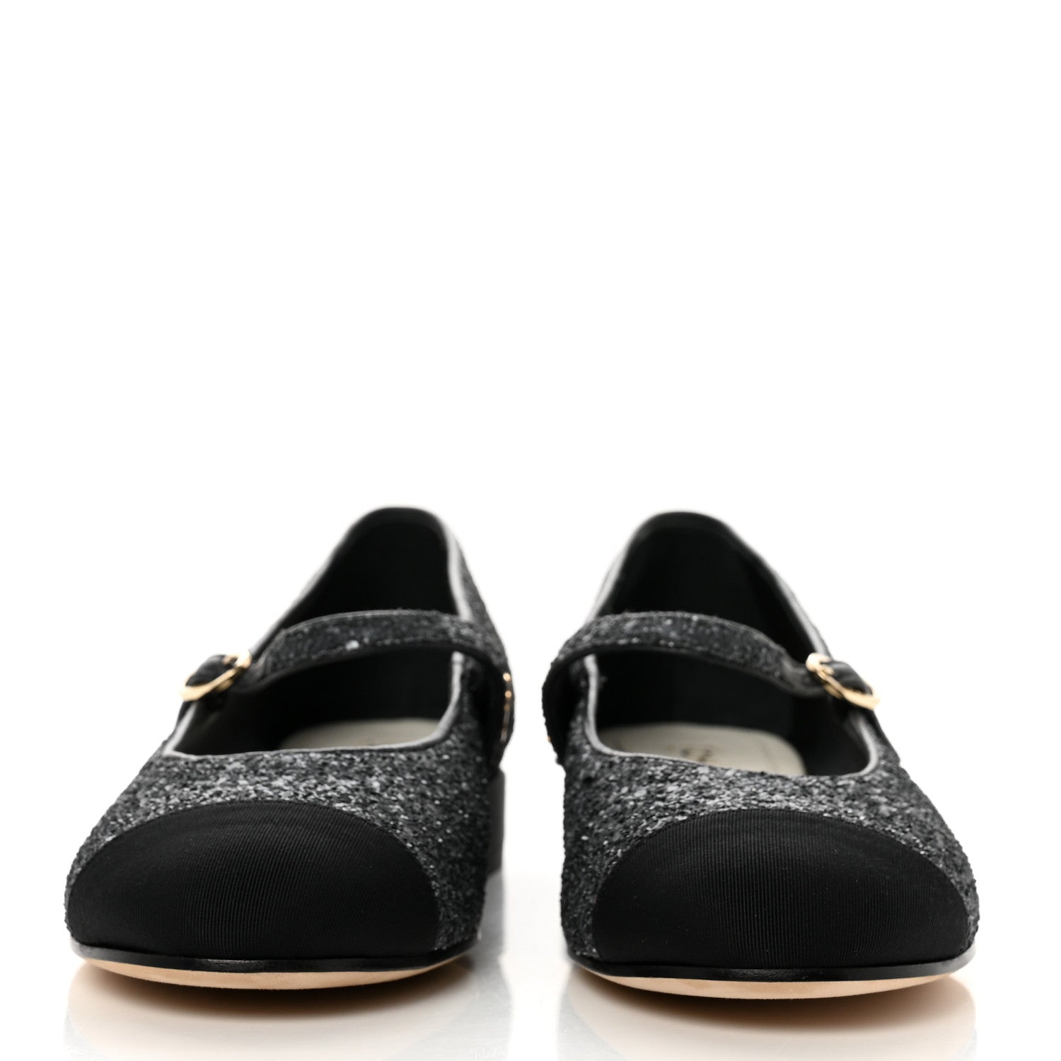 Chanel Glitter Grosgrain Cap Toe Mary Jane Flats 36.5 Gray 2 of 8