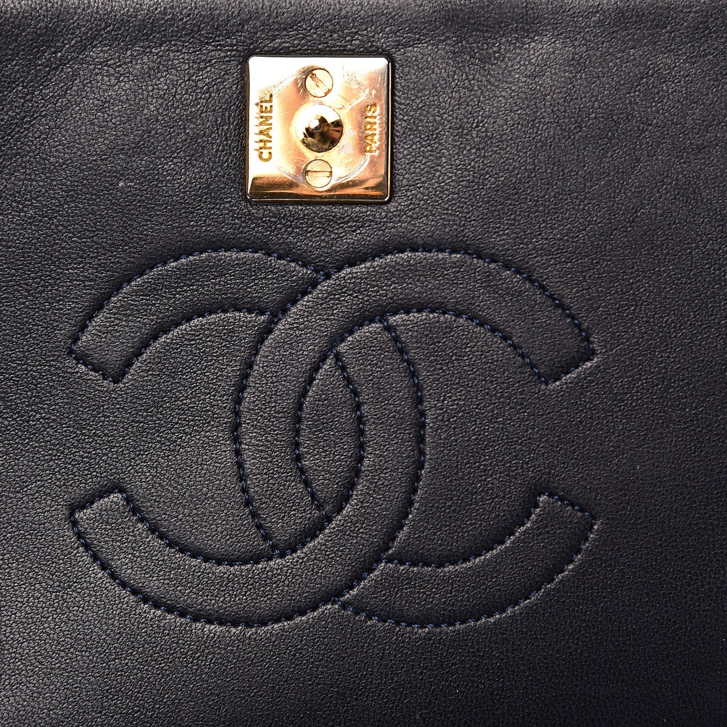 Lambskin Quilted Small Single Flap Navy