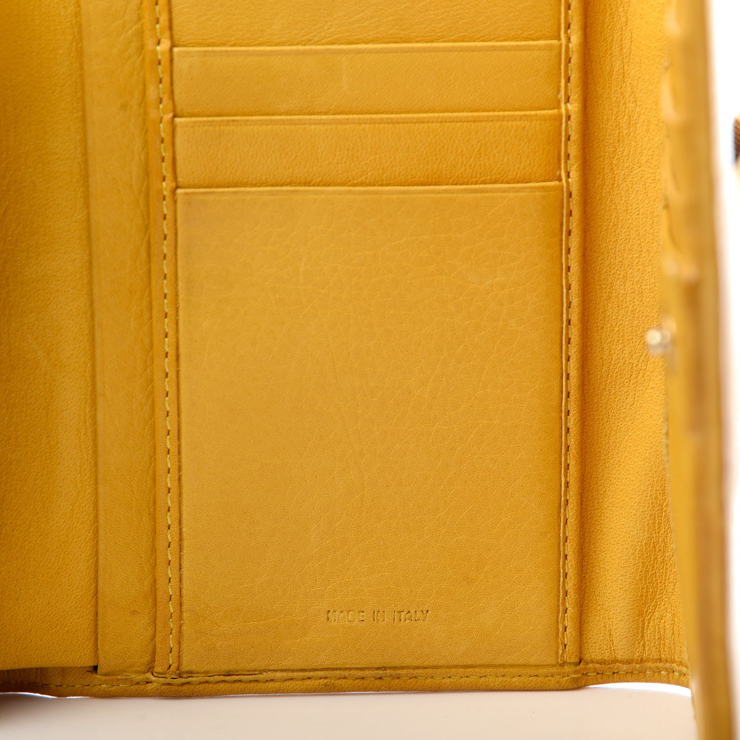 Fendi Canvas Vitello FF Tri-Fold Wallet Yellow 6 of 7