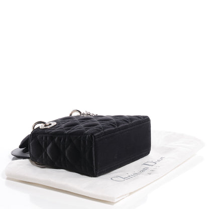 Christian Dior Satin Swarovski Crystal Cannage Mini Lady Dior Black 4 of 8