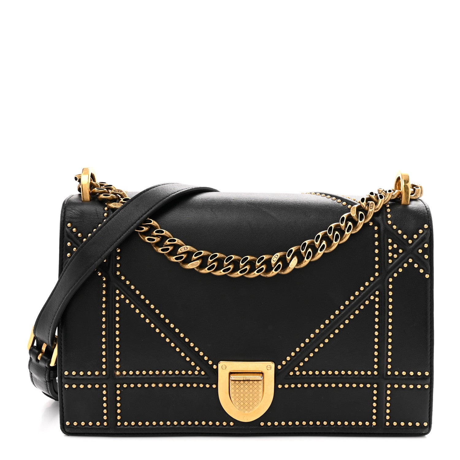 Christian Dior Lambskin Studded Medium Diorama Flap Bag Black 1 of 14