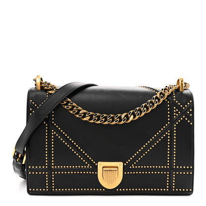 Christian Dior Lambskin Studded Medium Diorama Flap Bag Black 1 of 14