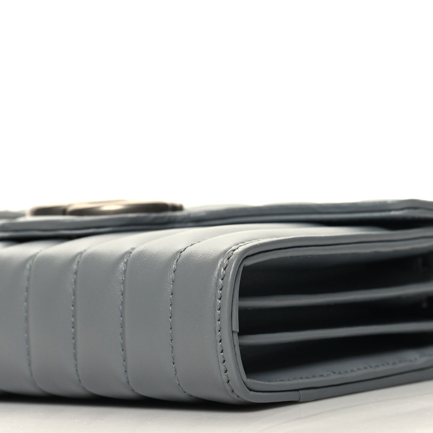 Calfskin Matelasse Aria GG Marmont Chain Wallet Deep Grey