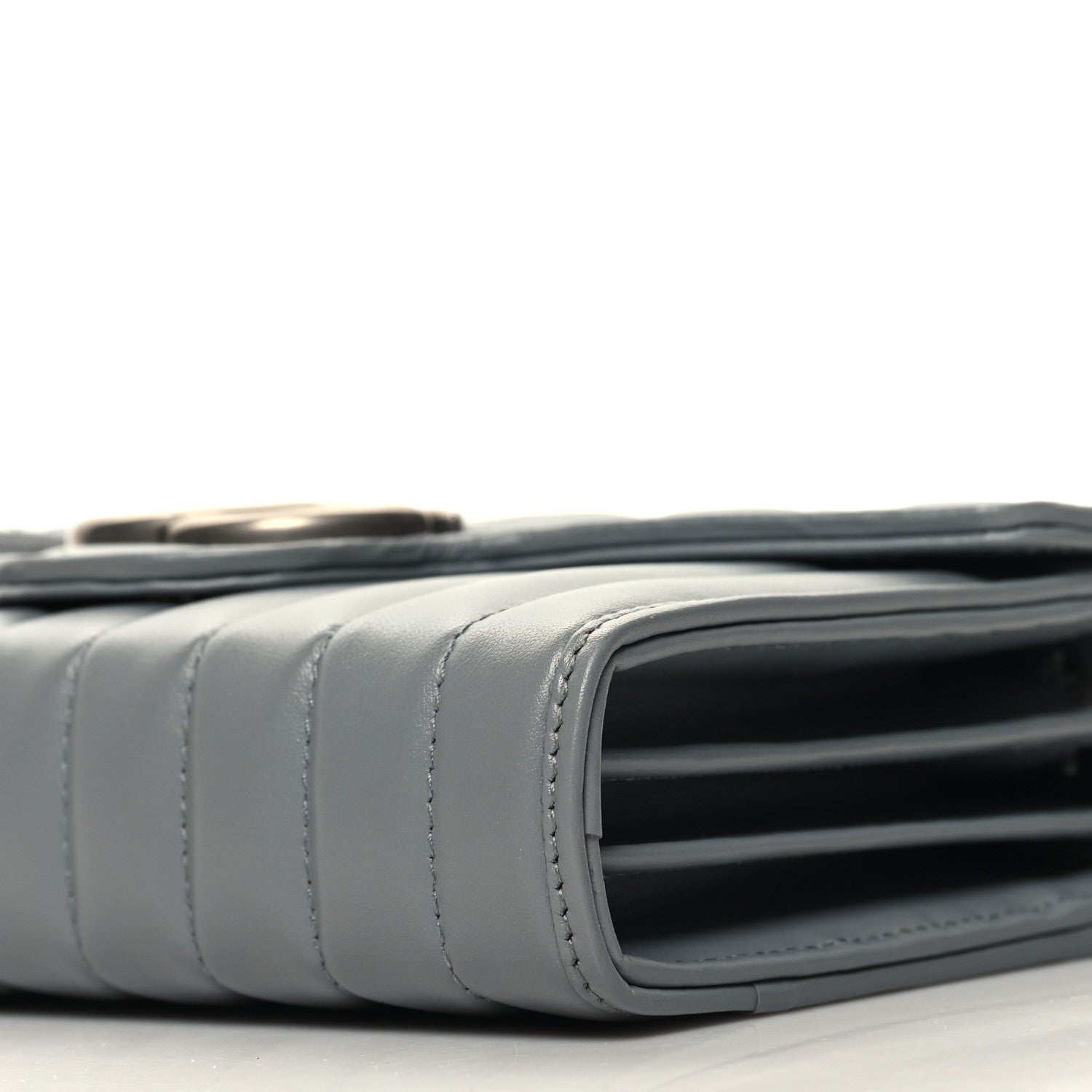 Gucci Calfskin Matelasse Aria GG Marmont Chain Wallet Deep Grey 10 of 11