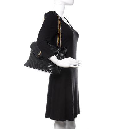 Saint Laurent Calfskin Y Quilted Monogram Medium Loulou Chain Satchel Black 2 of 11