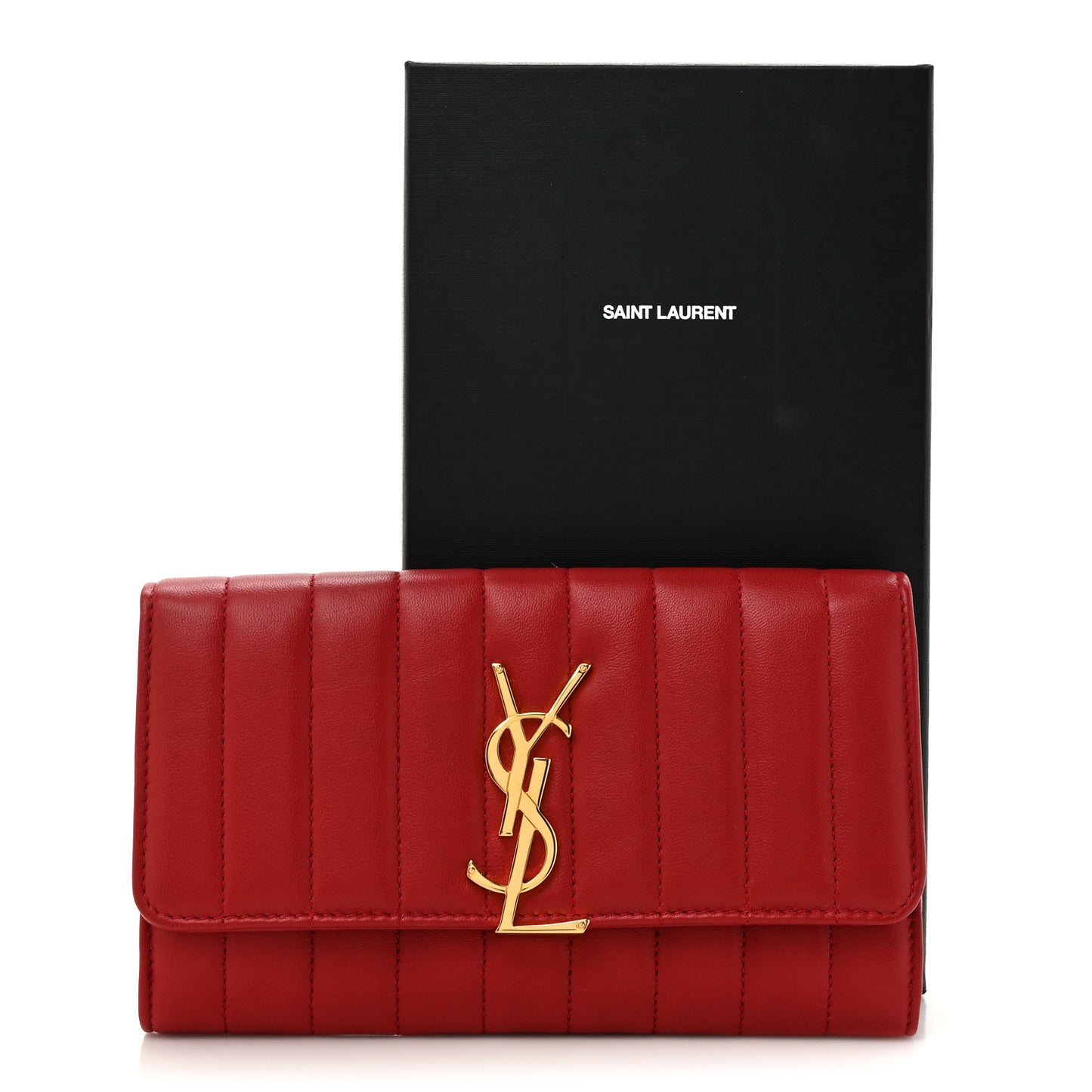 Lambskin Matelasse Monogram Large Vicky Continental Wallet Rouge Eros