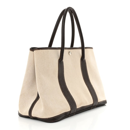 Hermes Buffle Skipper Toile Garden Party 36 MM Tote Marron Fonce 2 of 17