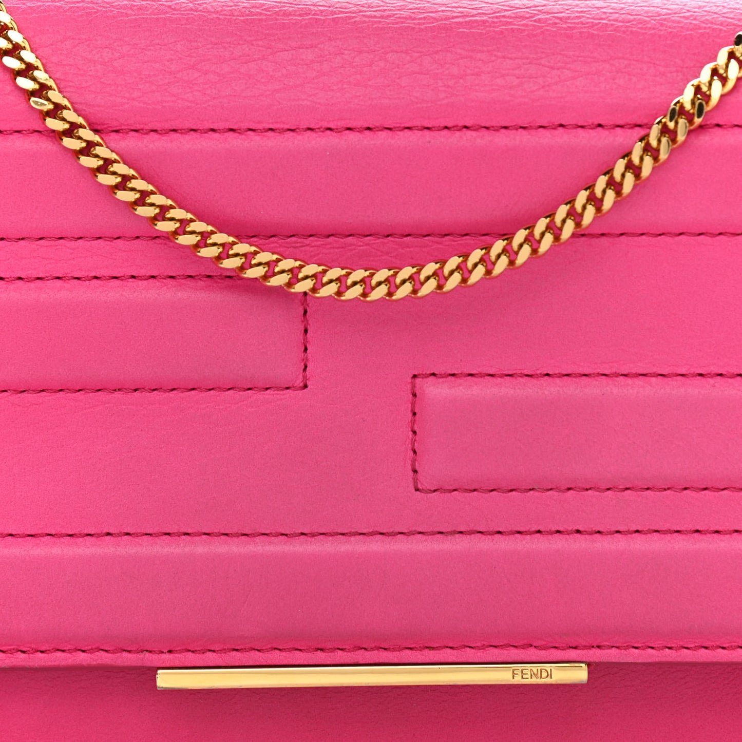 Vitello Flamingo Tube Wallet on Chain Fuchsia