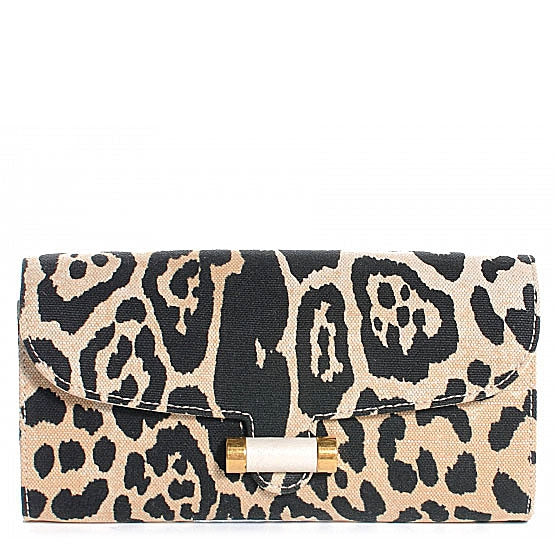 Saint Laurent Printed Canvas Leopard Muse Clutch 1 of 7