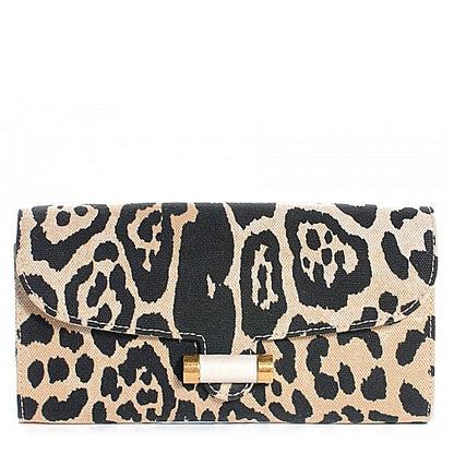 Saint Laurent Printed Canvas Leopard Muse Clutch 1 of 7