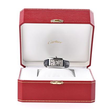 Cartier Stainless Steel Alligator 19mm Tank Americaine Quartz Watch Blue 10 of 10