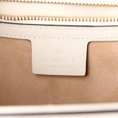 Gucci Calfskin Embroidered Medium Sylvie Top Handle Bag White 6 of 11