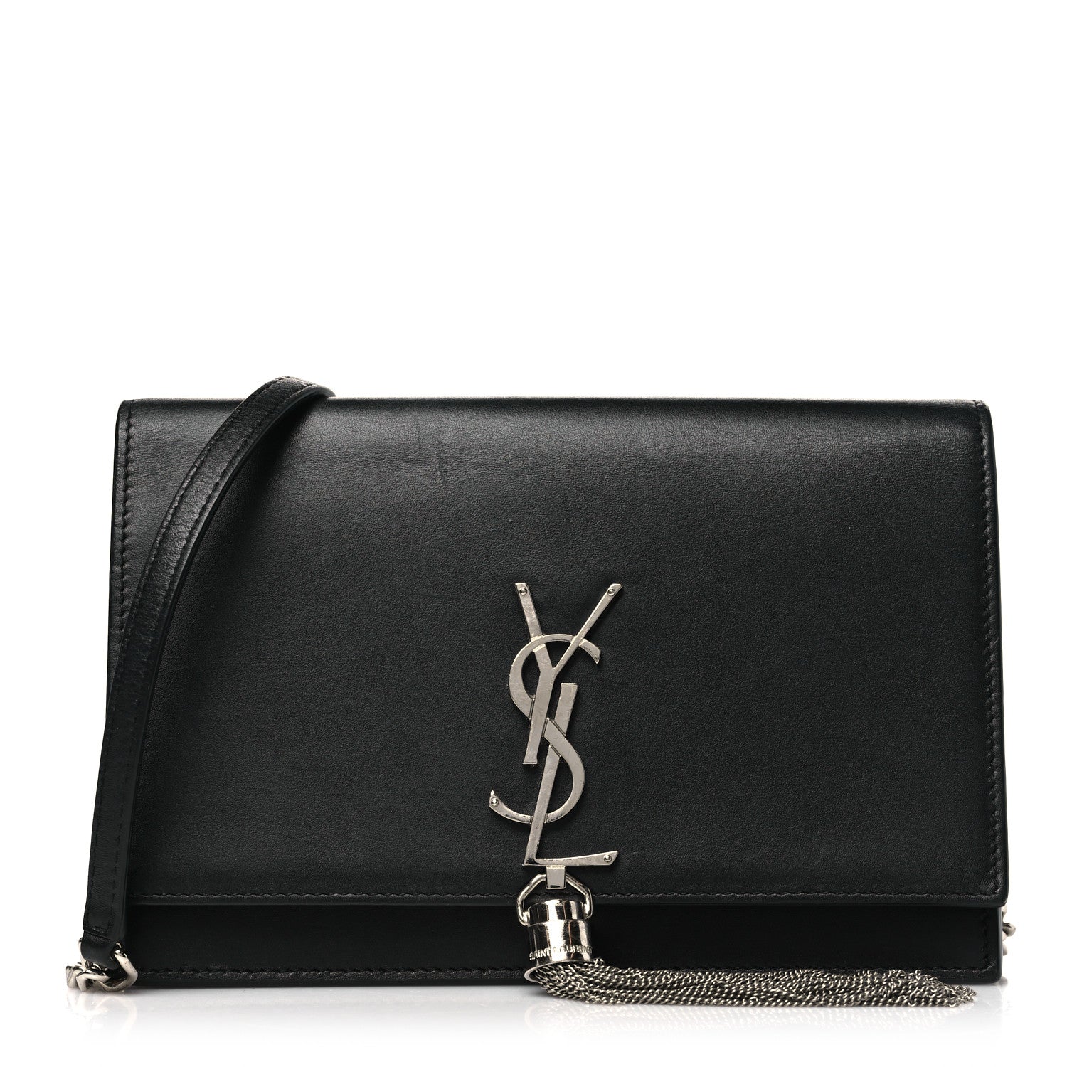 Saint Laurent Smooth Calfskin Classic Monogram Kate Tassel Chain Wallet Black 1 of 10
