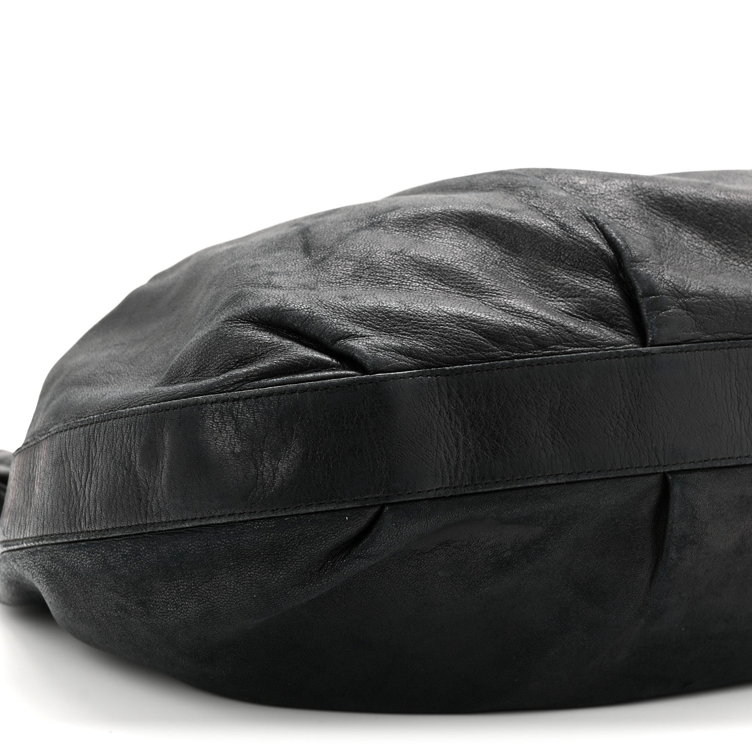 Prada Soft Calf Pleated Hobo Black 9 of 10