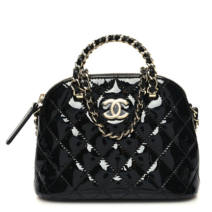 Chanel Patent Calfskin Quilted Shiny Coco Clutch With Chain Black 1 of 11