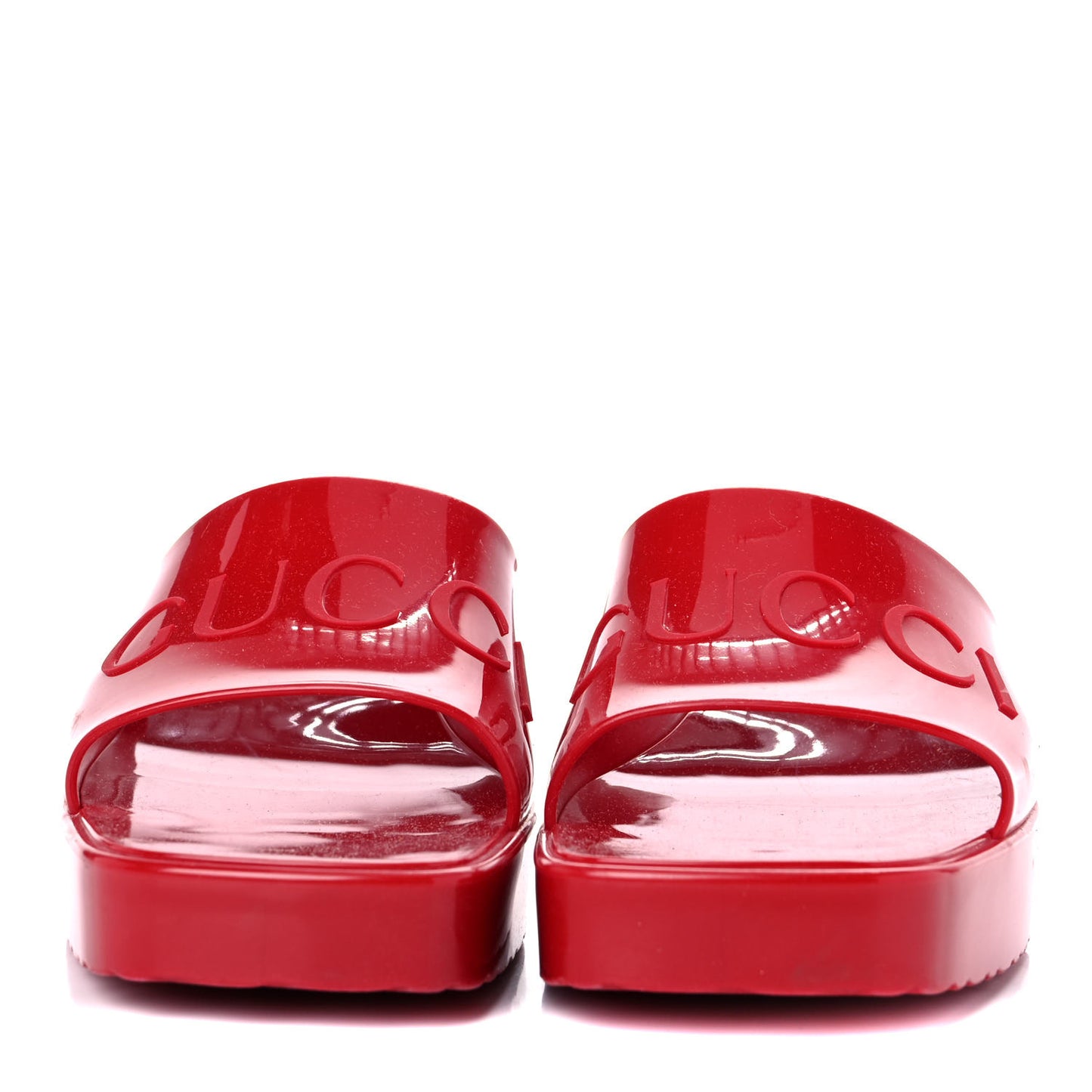 Rubber Gucci Logo Womens Platform 20/60mm Slide Sandals 38 Hibiscus Red