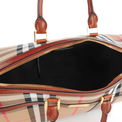 Burberry House Check Bridle Calfskin Duffle Bag Brown 6 of 9