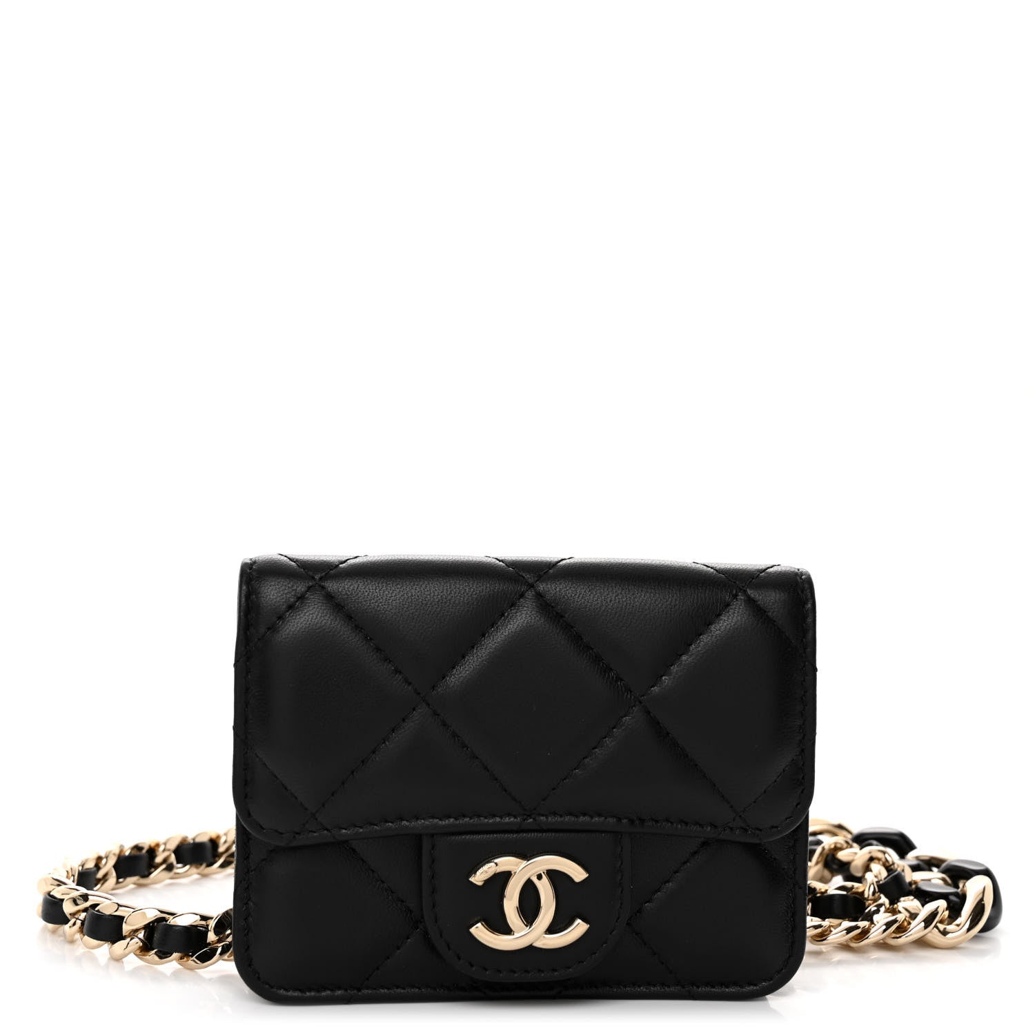 Chanel Lambskin Quilted Flap Chain Belt Bag Black 1 of 11