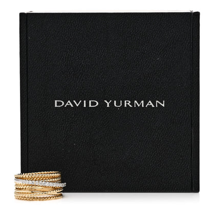 David Yurman 18K Yellow White Gold Diamond 11mm Wide Crossover Ring 58 8.25 5 of 5