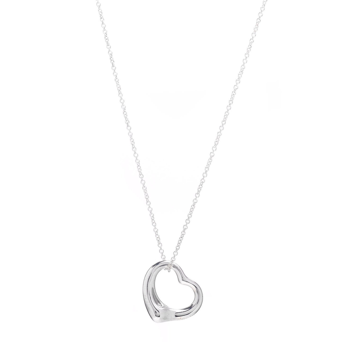 Sterling Silver 16mm Elsa Peretti Open Heart Pendant Necklace