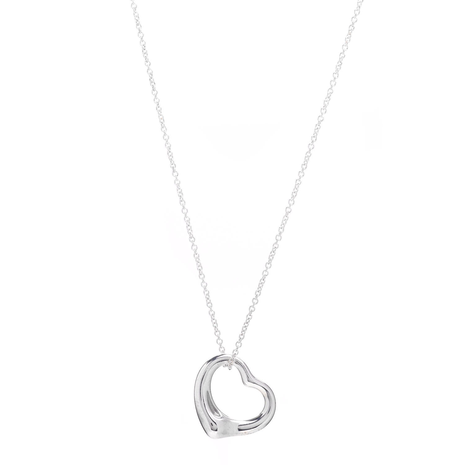 Tiffany Sterling Silver 16mm Elsa Peretti Open Heart Pendant Necklace 1 of 4