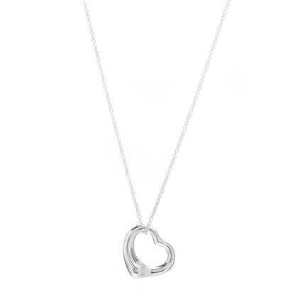 Tiffany Sterling Silver 16mm Elsa Peretti Open Heart Pendant Necklace 1 of 4