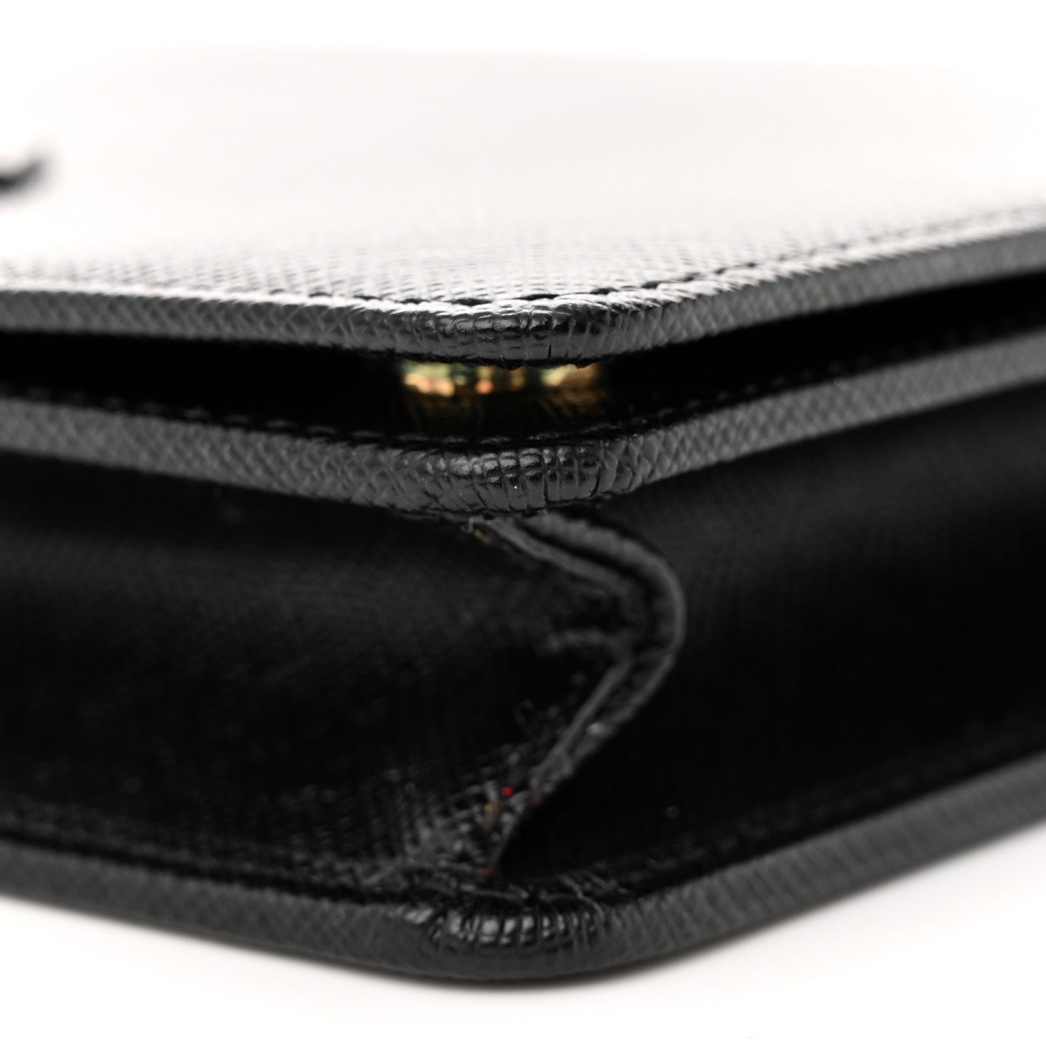 Prada Saffiano Lux Monochrome Chain Wallet Black 9 of 9