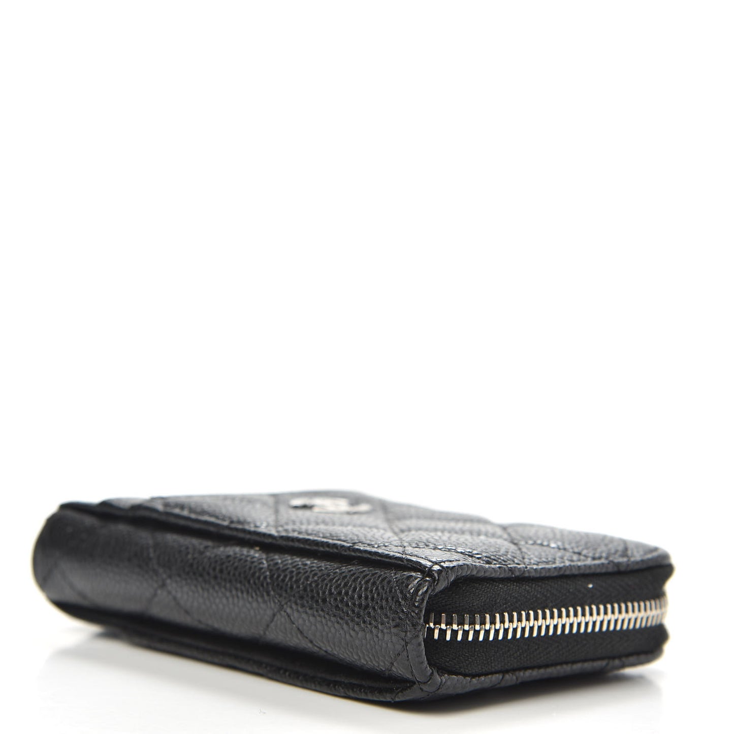 Caviar Quilted Zip Card Holder Black