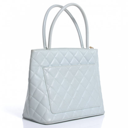 Chanel Caviar Medallion Tote Light Blue 3 of 8