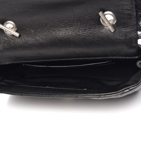Saint Laurent Goatskin Tulle Chevron Monogram Classic Baby Punk Chain Bag Black 5 of 8