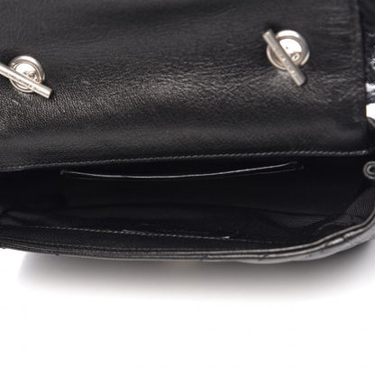 Saint Laurent Goatskin Tulle Chevron Monogram Classic Baby Punk Chain Bag Black 5 of 8
