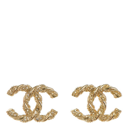 Chanel Crystal Twisted CC Earrings Gold 1 of 5