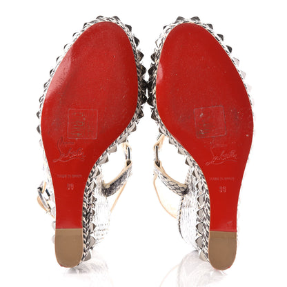 Christian Louboutin Watersnake Print Cataclou 120 Wedge Sandals 36 Roccia Gun Metal 5 of 8
