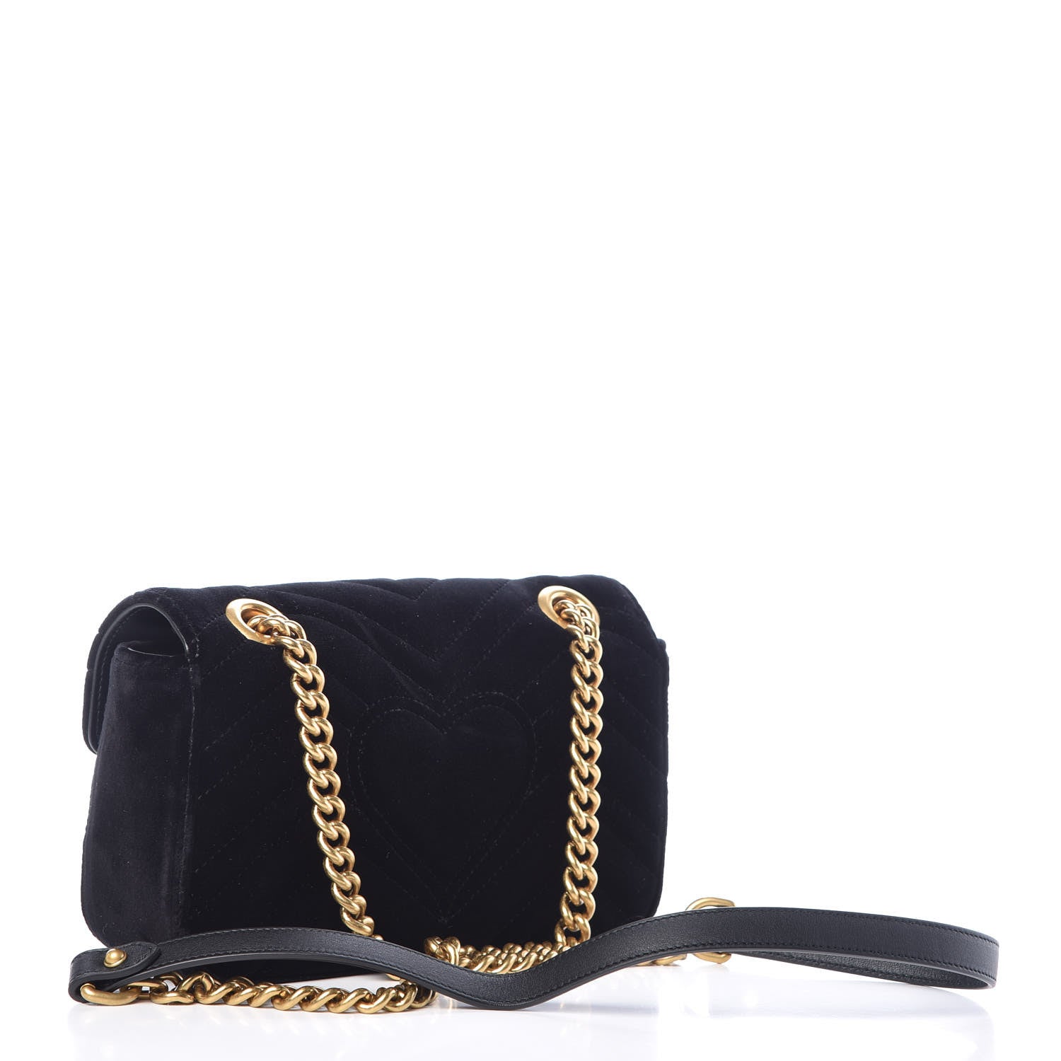 Gucci Velvet Matelasse Mini GG Marmont Shoulder Bag Black 3 of 10
