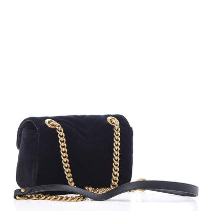 Gucci Velvet Matelasse Mini GG Marmont Shoulder Bag Black 3 of 10
