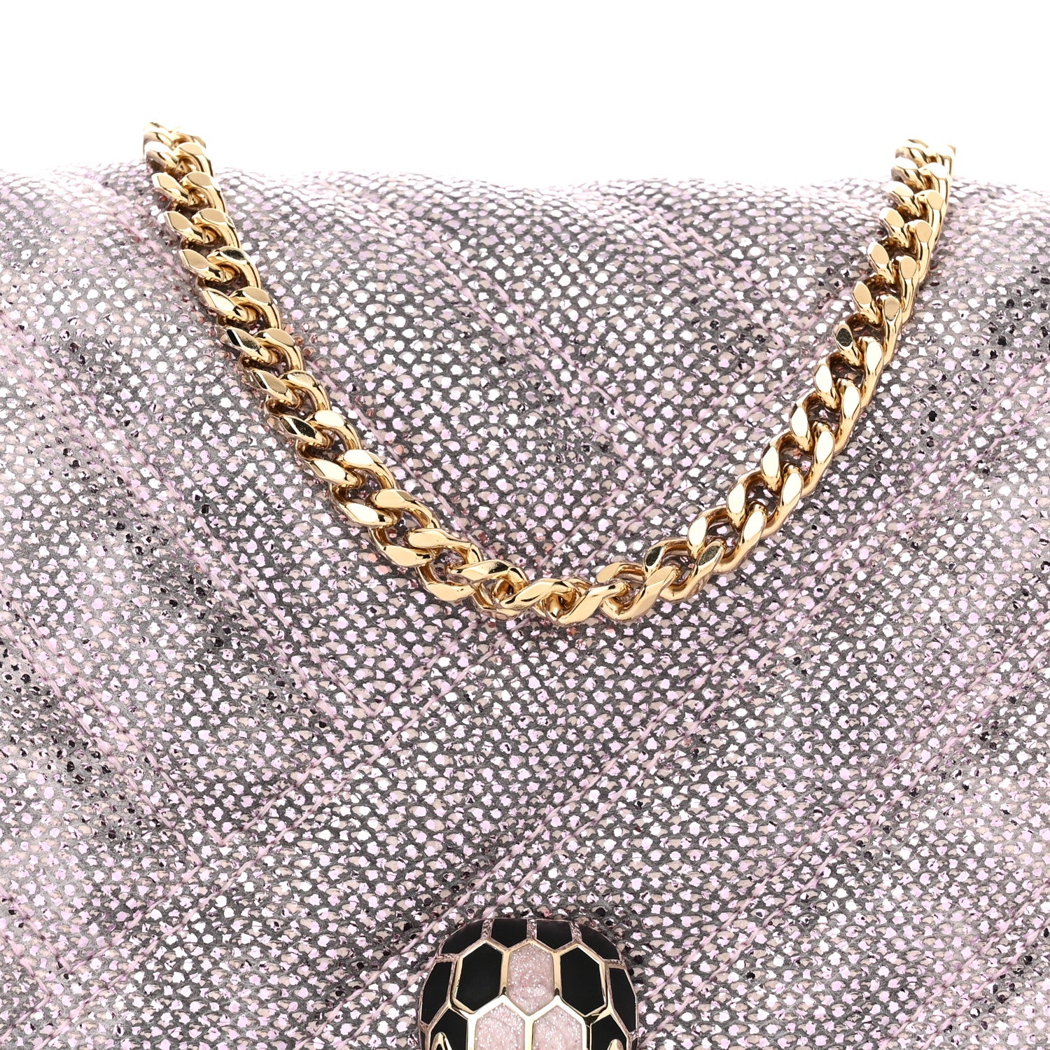 Bulgari Metallic Karung Matelasse Mini Serpenti Cabochon Crossbody Rosa Di Francia 8 of 11