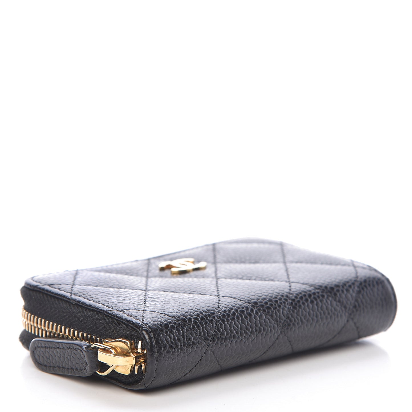 Caviar Quilted Zip Coin Purse Black