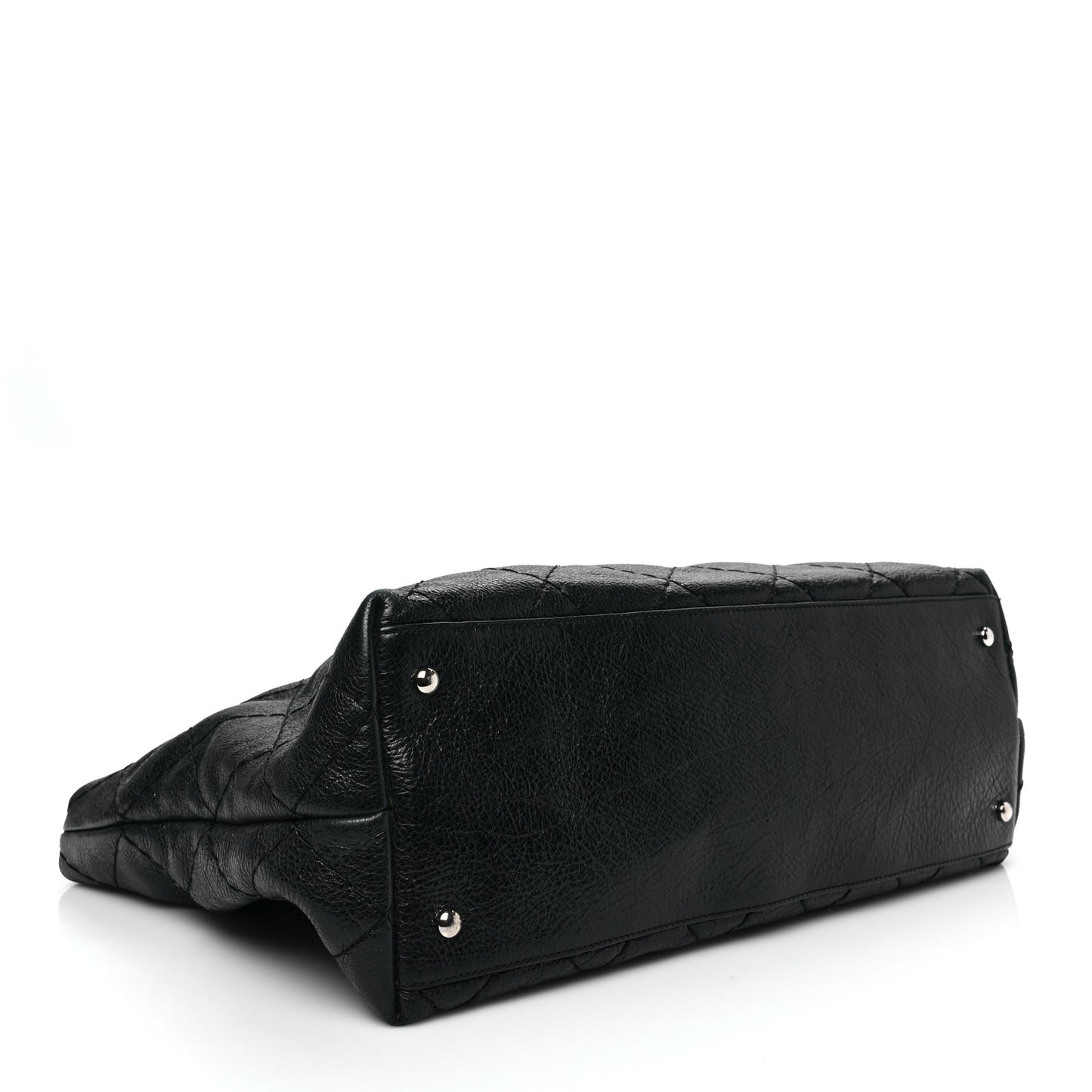 Glazed Calfskin Large On The Road Tote Black