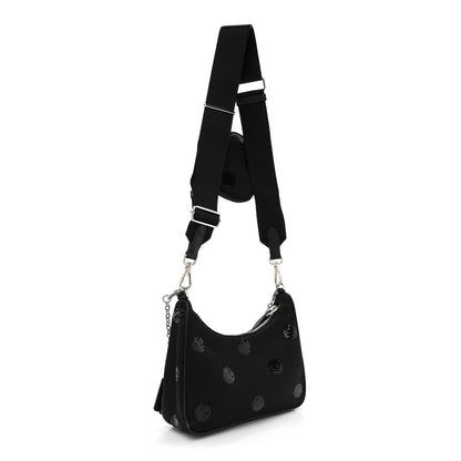 Prada Nylon Sequin Embellished Polka Dot Re-Edition 2005 Shoulder Bag Black 4 of 9